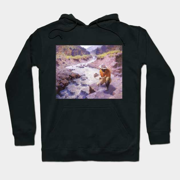 Panning Gold, Wyoming by William Robinson Leigh Hoodie by MasterpieceCafe